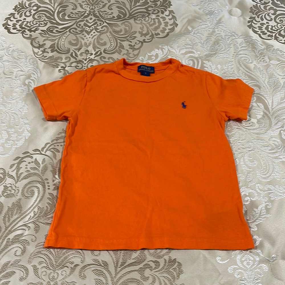 POLO BY RALPH LAUREN BOYS ORANGE T-SHIRT  WITH LOGO SIZE 5